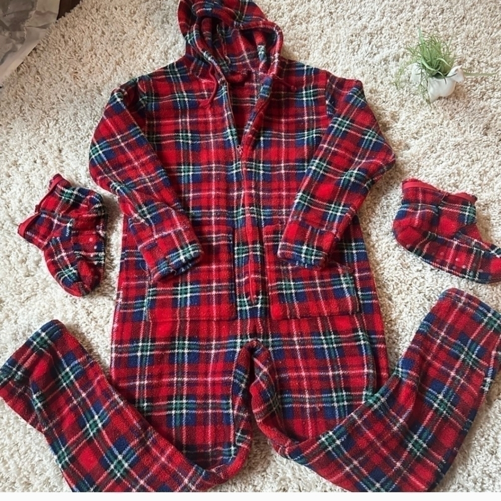 Alexander Del Rossa Fuzzy Footie Oversized Hoodie Attachable Feet Sz M Pajama
